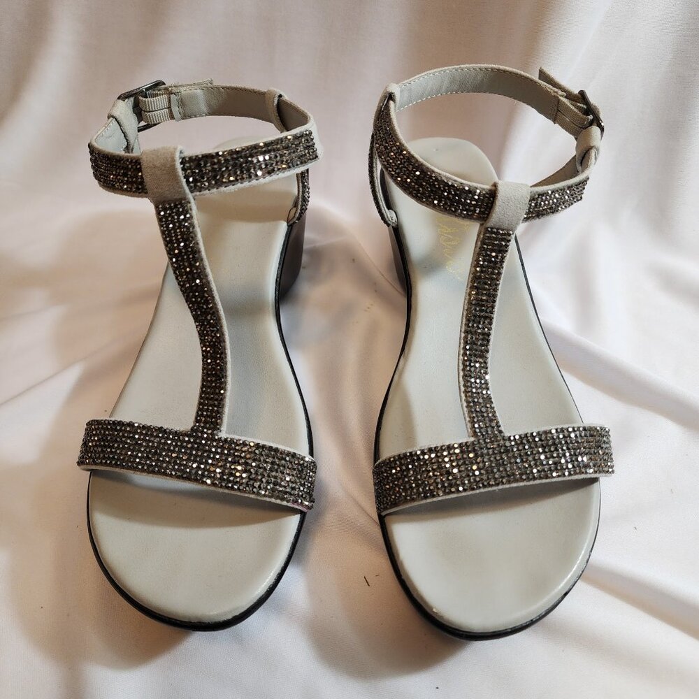 CALLISTO OF CALIFORNIA KATAYA SIZE 8 RHINESTONE DRESS WEDGE SANDALS SPARKLE